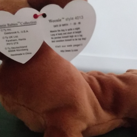 RARE! Weenie dog beanie baby made with pvc pellets. Mint condition - Picture 3 of 5